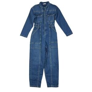 UNIVERSAL THREAD Jumpsuit Womens Size 6 Blue Denim Long Sleeve Pockets Collared